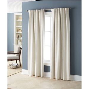 Set of 2 Target Threshold Aruba White Linen Blackout Curtain Panels Drapes 50x84